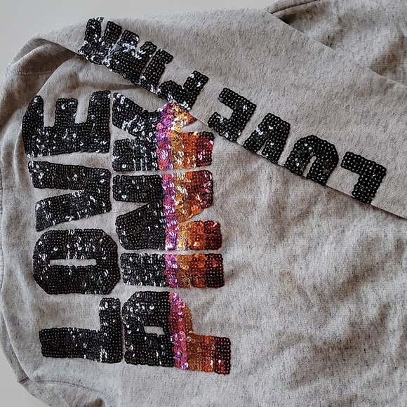 Victoria's Secret Pink zip up hoodie.  Love pink sparkly sequins Back and sleeve - Picture 3 of 6